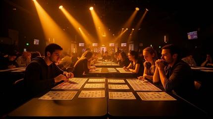 A bingo hall floor mid-session